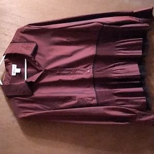 Coldwater Creek Burgundy Blouse with Black Lace